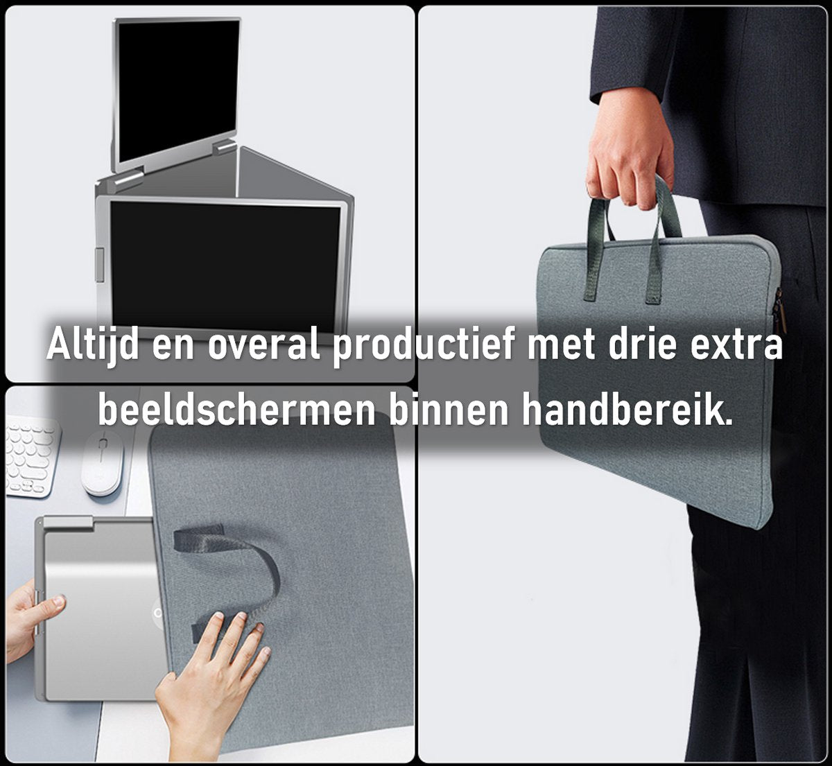 Portable Monitor quad Geschikt Voor 12” / 16,5” 1 Cable