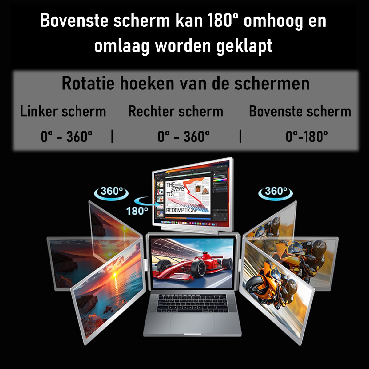 Portable Monitor quad Geschikt Voor 12” / 16,5” 1 Cable