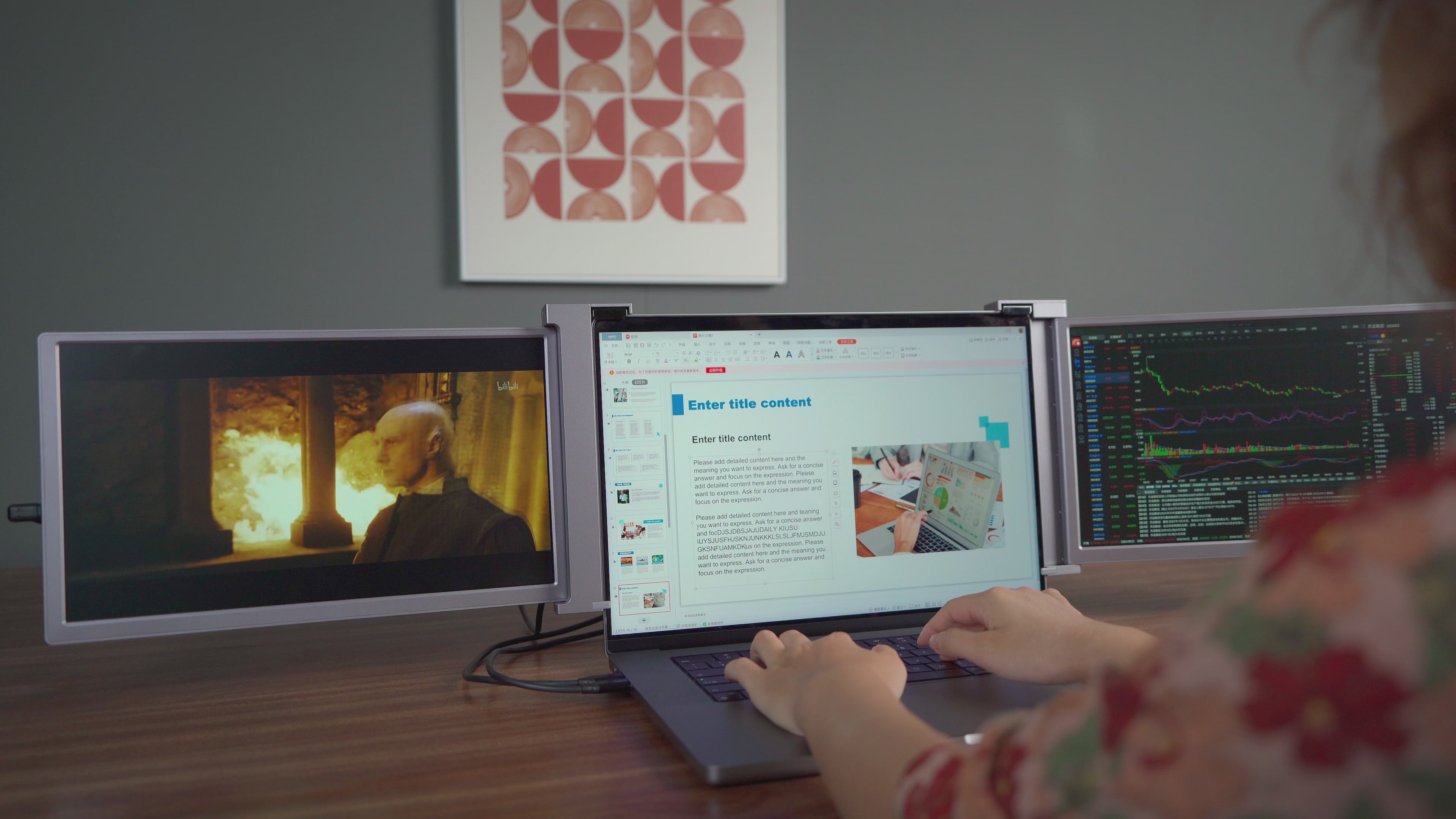 Portable Monitor Triple Geschikt Voor 14” / 17,3” Grijs