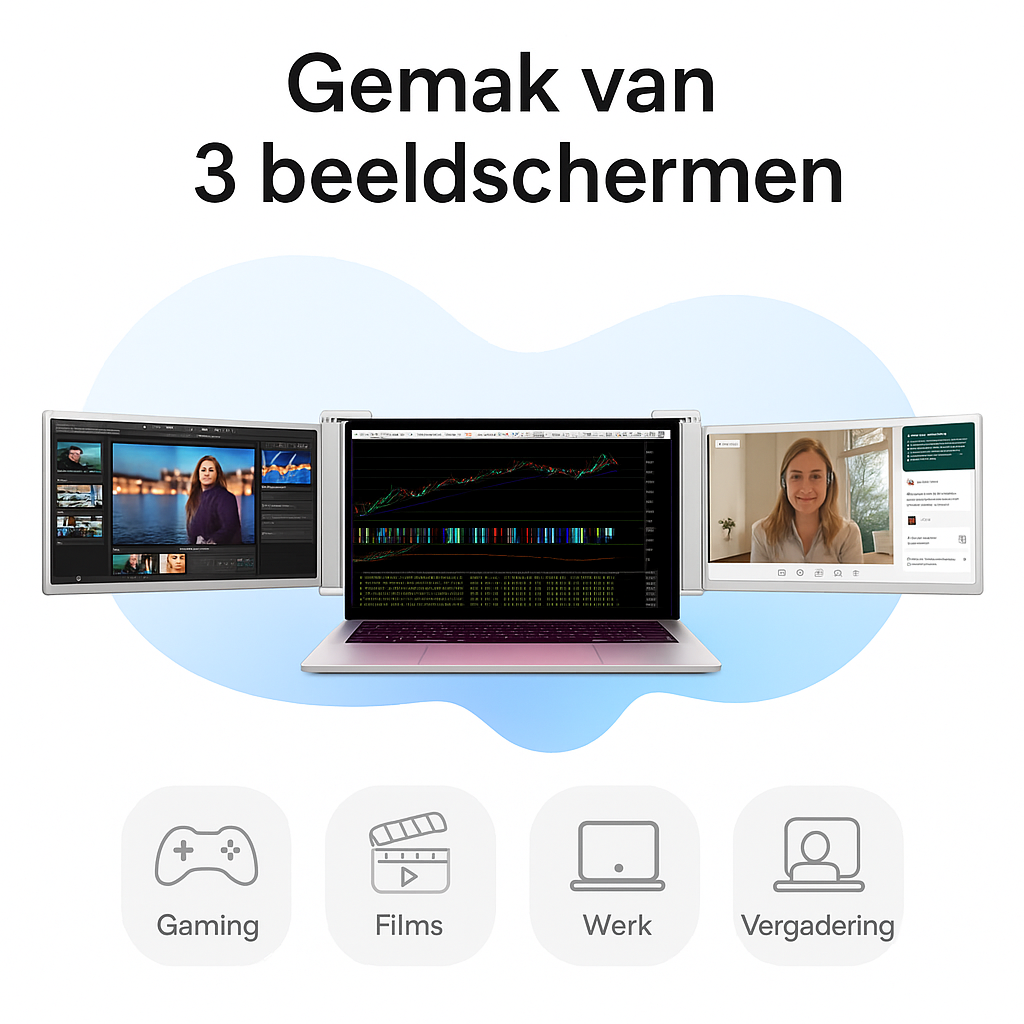 Portable Monitor Triple Geschikt Voor 14” / 17,3” Grijs