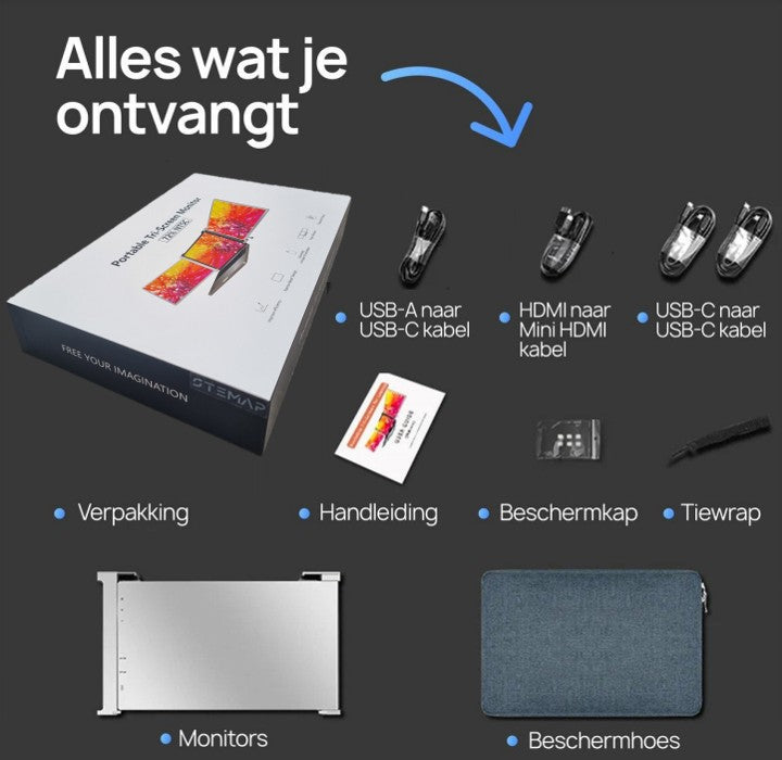 Portable Monitor Triple Geschikt Voor 14” / 17,3” Grijs